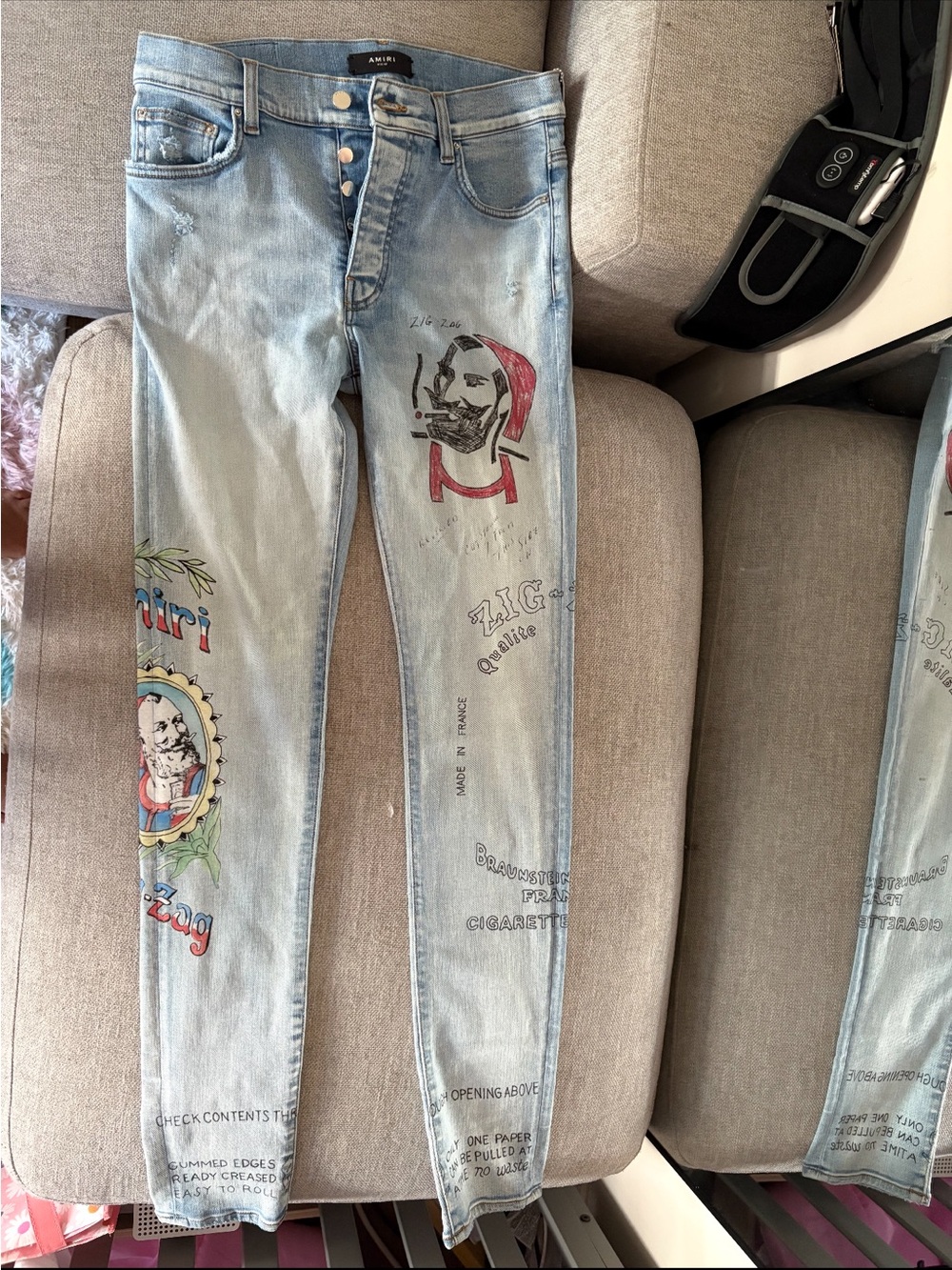 AMIRI Light Blue Graphic Slim Jeans